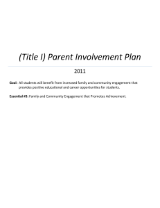 (Title I) Parent Involvement Plan - Baltimore City Public School System