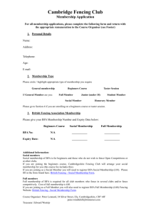 Cambridge Fencing Club Membership Form
