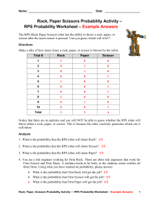 RPS Probability Worksheet – Example Answers