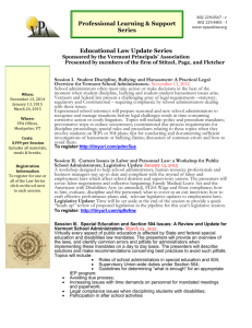 Educational Law Update Series - Vermont Principal`s Association