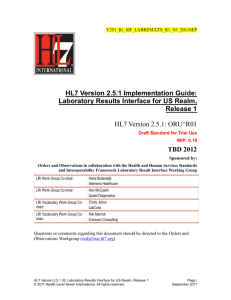 HL7 Version 2.5.1 IG: Laboratory Results