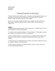 Honors Satire 2013-2014 50 points “A Modest Proposal” In