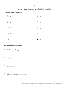 Notes - Set Theory Introduction: Notation