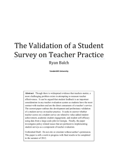 The Validation of a Student Survey on Teacher Practice