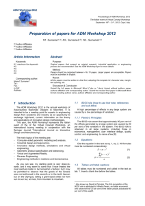 Preparation of papers for ADM Workshop 2012