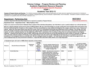 Palomar College * Institutional Review and Planning