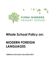 Whole School Policy on: MODERN FOREIGN LANGUAGES Ratified