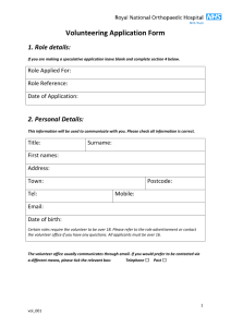 Volunteer Application Form - Royal National Orthopaedic Hospital