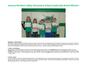January Northern Valley Elementary School Leadership Award