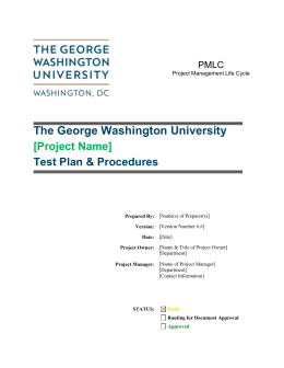 Test Plan And Procedures Template Test Plan And Procedures Template