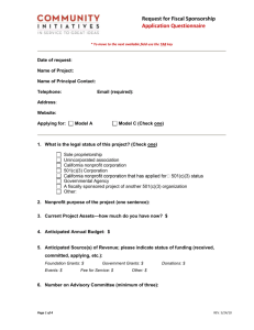 Fiscal Sponsorship Applicant Cover Sheet