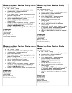 Measuring Quiz Review Study notes