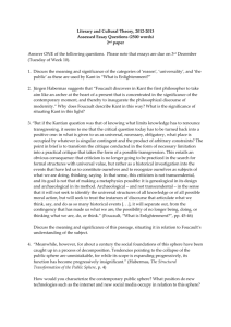Literary and Cultural Theory, 2012-2013 Assessed Essay Questions