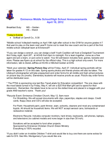 Eminence Middle School/High School Announcements April 16, 2012