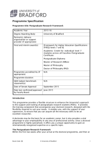Programme title: Postgraduate Research