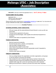 Melange UTSC – Job Description (Associates)