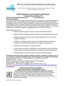 ASHP Residency Learning System Workshop