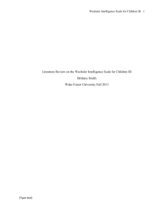 Wechsler Intelligence Scale for Children III Literature Review on the