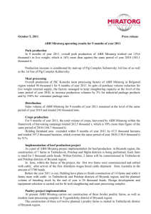 ABH Miratorg operating results for 9 months of year 2011