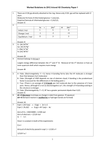 Worked Solutions to 2012 A-level H2 Chemistry