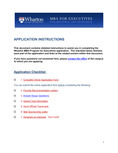 application instructions - Wharton Executive MBA