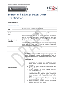 Appendix 28.0 Te Reo and Tikanga Māori Draft Qualification DRAFT