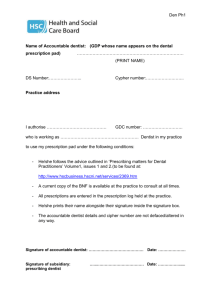 Form authorising use of Dental Prescription Pad by a second party