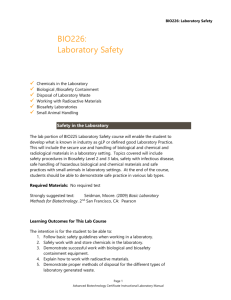 BIO226: Laboratory Safety BIO226: Laboratory Safety Chemicals in