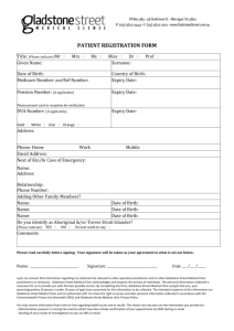 New Patient Registration Form - Gladstone Street Medical Clinic