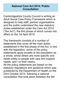National Care Act 2014: Public Consultation