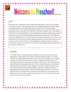 Preschool Newsletter - Houston Baptist University