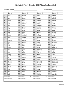 District First Grade 100 Words Checklist