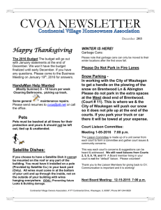 December Newsletter - Continental Village Owners Association