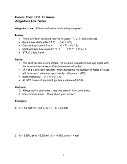 Worksheet 7.1 Stoichiometric Calculations