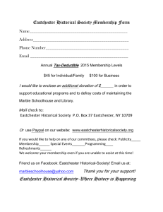Eastchester Historical Society Membership Form