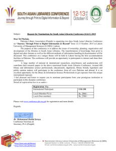 Letter for Nomination Request - Pakistan Library Association