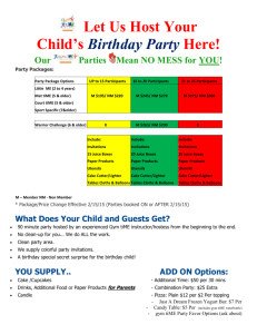 Birthday Party - Package Details