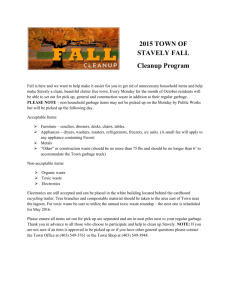 2015 TOWN OF STAVELY FALL Cleanup Program
