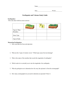 Earthquake and Volcano Study Guide