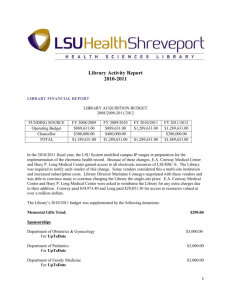Library Activity Report 2011 - LSU Health Shreveport Health