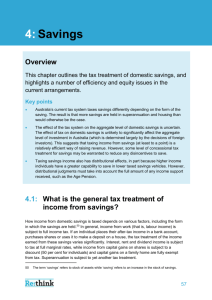 Current tax treatment of key savings types