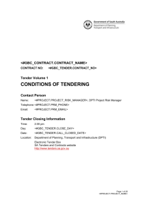 Conditions of Tendering - Department of Planning, Transport and