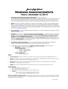 Brush High School Morning Announcements Friday, December 12