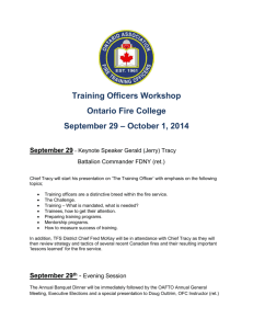 Training Officers Workshop Ontario Fire College September 29