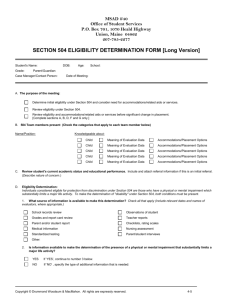 SECTION 504 ELIGIBILITY DETERMINATION FORM [Long Version]