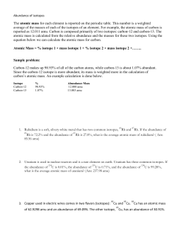abundance of isotopes the atomic mass for each element is - Periodic Table With Atomic Mass And Isotopes abundance of isotopes the atomic mass for each element is - Periodic Table With Atomic Mass And Isotopes