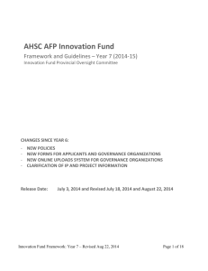 Purpose and Description of the AHSC AFP Innovation Fund