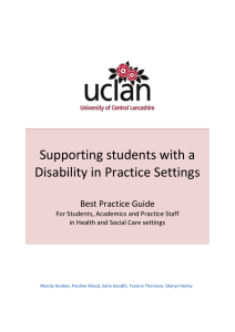 Supporting students with a Disability on Programmes with Practice