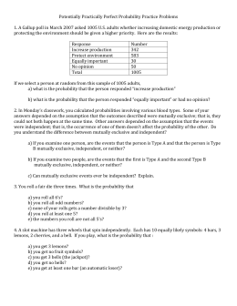 Lesson 6 – Mutually Exclusive Events Worksheet