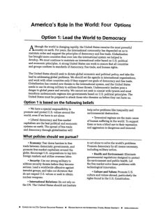 US Role in the World Assignment